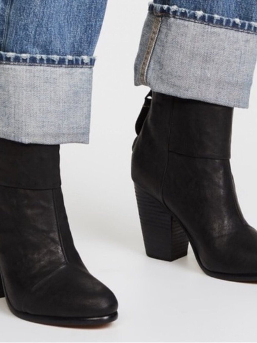 Rag & Bone Newbury Black Leather Ankle Booties Size 37